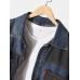 Mens Patchwork Multi Pocket Lapel Distressed Denim Jacket