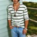 Men's Casual Striped Henley Collar Cotton Blend Long Sleeve T-Shirt 74002086Y