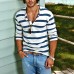 Men's Casual Striped Henley Collar Cotton Blend Long Sleeve T-Shirt 74002086Y